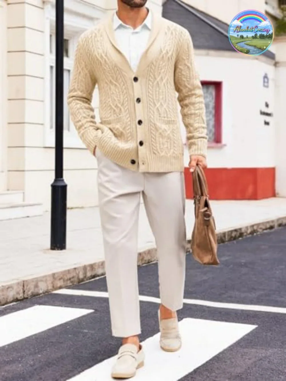 Shawl Collar Cable Knit Button Down Cardigan Sweater